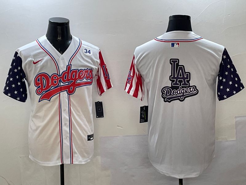 Men Los Angeles Dodgers Blank White a generation of national flags Joint name 2025 Nike MLB Jersey style 23